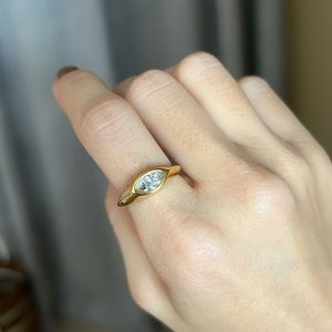 18K gold plated marquis ring